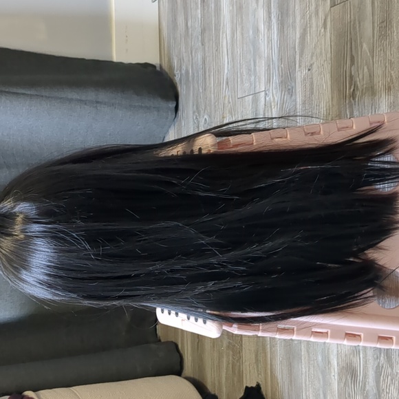 24 inch Brunette Long Straight Synthetic Wig - Picture 3 of 5